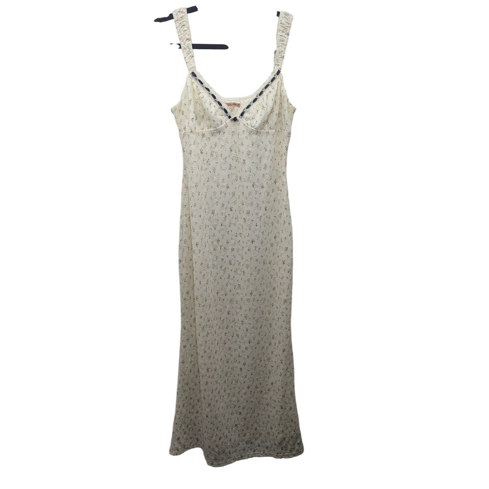 Bailey‎ Rose Maxi Dress Womens Large Cream Floral Lace Trim Ribbon Coquette